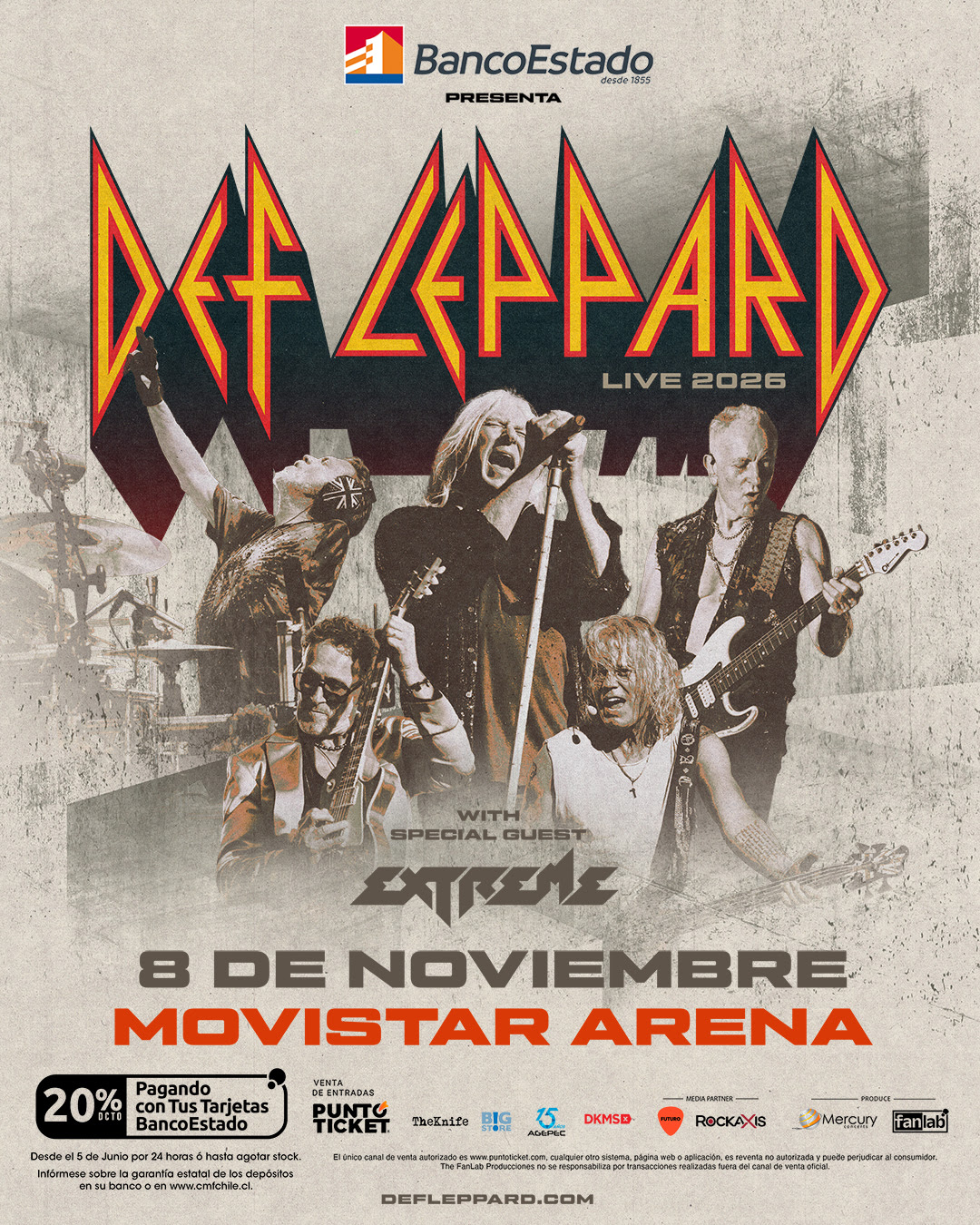 Def Leppard anuncia su regreso a Chile junto a Extreme